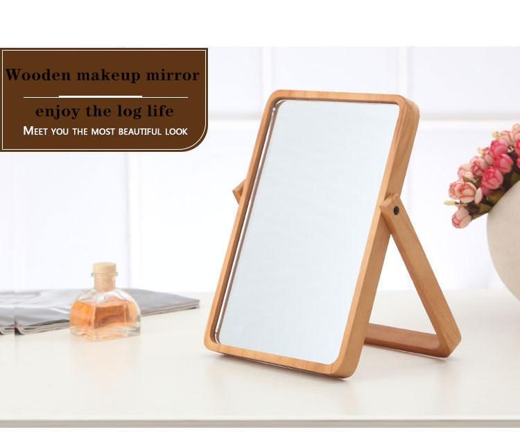 Pine Desktop Makeup Mirror Spot Dormitory Beauty Desktop Dressing Mirror HD Amaw-0027