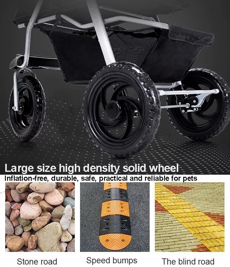 Portable Double Brake Pet Stroller One Hand Fold up Pet Stroller for Dogs and Cats
