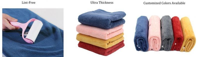 Super Soft Microfiber Coral Fleece Velvet Hair Cloth Pet Towel for Dogs Cats Cleaning and Drying