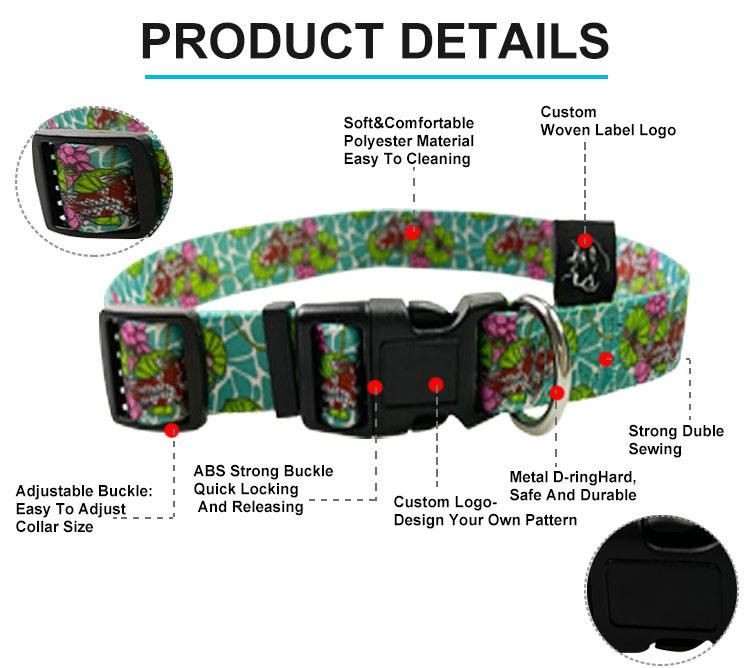 2021 Factory OEM Customized Custom Logo Print Pattern Adjustable Pet Dog Harnesses Leash Set