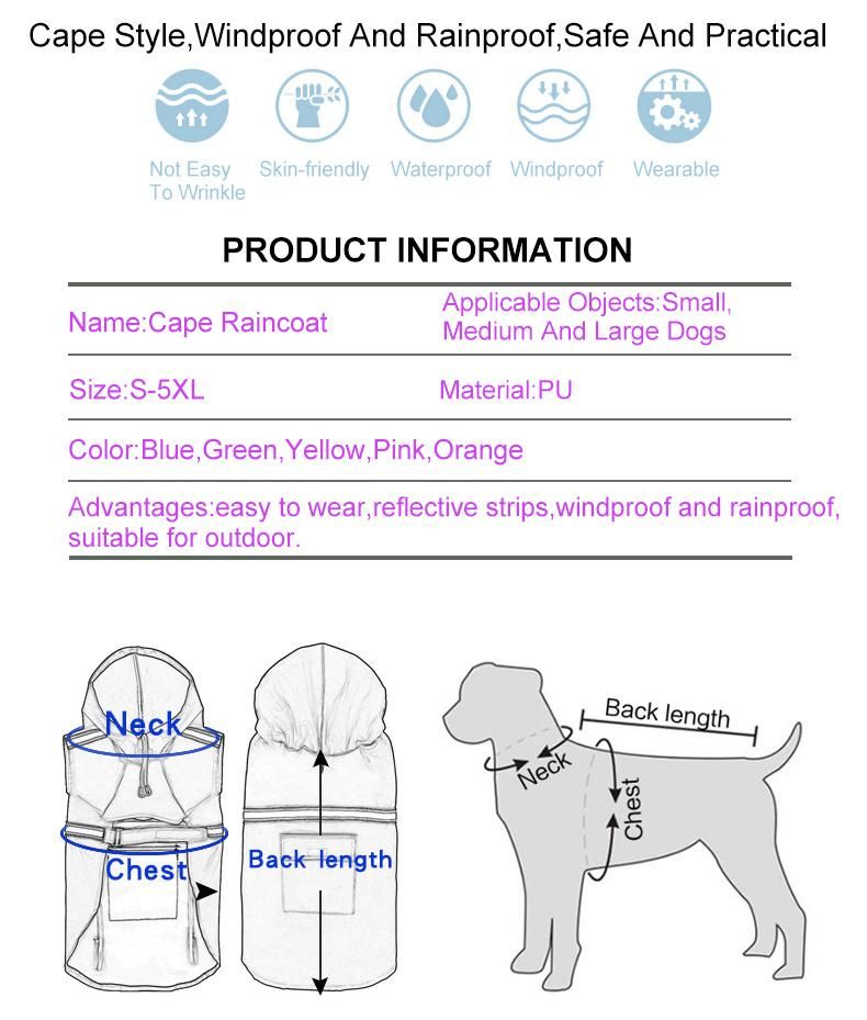Dog Rain Coat Clothes Raincoat Waterproof Cat Pet Clothes Supplies Raincoat Small Medium Big Dogs