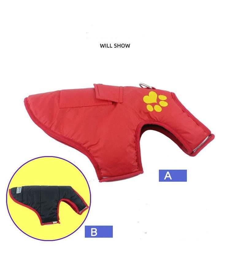 Dog Products, Dog Cold Weather Coat, Reversible Waterproof Warm Dogs Jacket Vest Winter Coat with Pocket and D-Ring, Windproof Pet Cotton Clothes