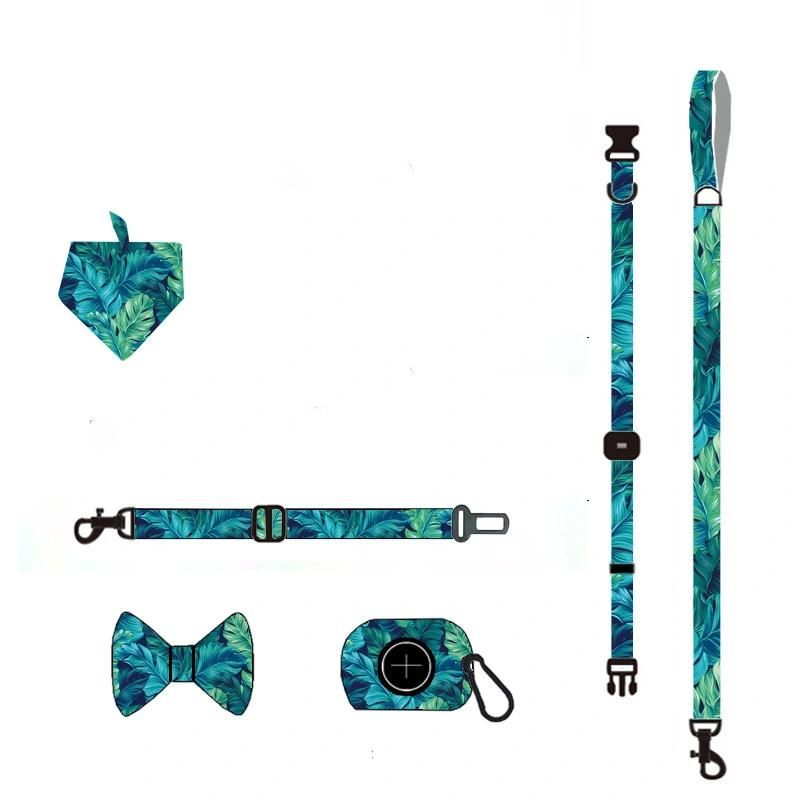 Custom Logo Sublimation Printing Adjustable Pet Dog Harness and Leash