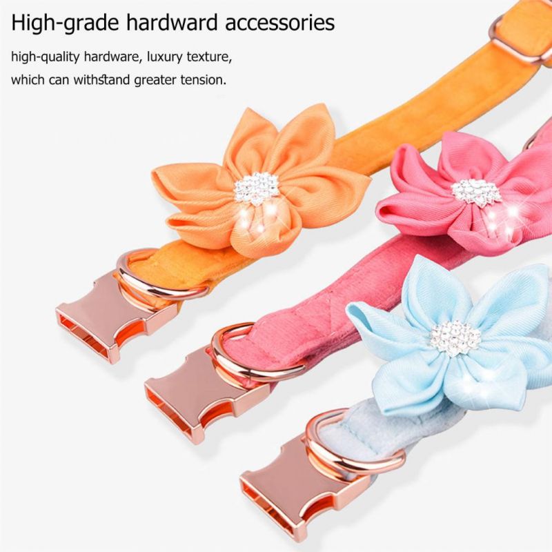 Charming Dog Colloar with Beautiful Flowers Pet Collar