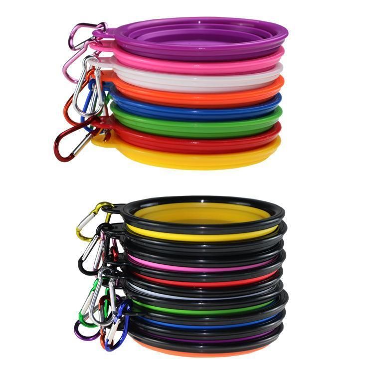 Pet Supplies Large and Small TPE Folding Silicone Pet Bowl Portable Dog Bowl