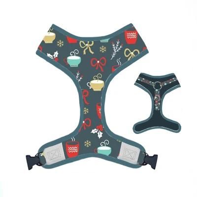 Harness Leash Set Removable Dogs Reflective Personalized Quick Release Padded Floral Polyester Bowknot Pet Harness Set