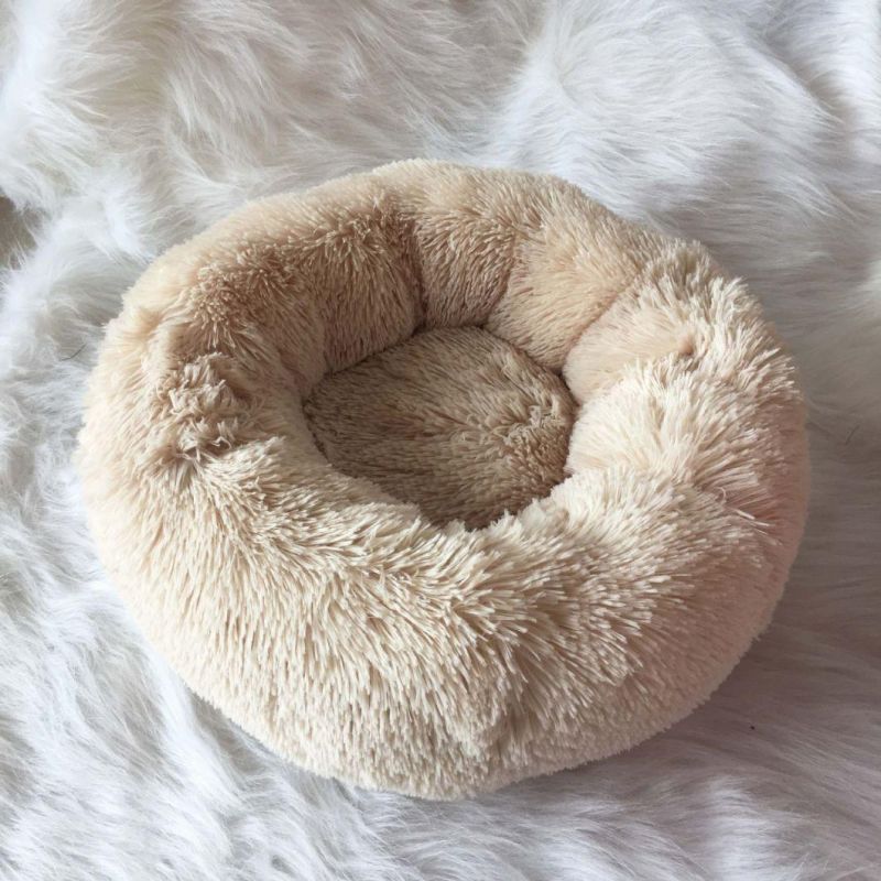 Pet Bed Kennel Round Cat Winter Warm Dog House Long Plush Super Soft Pet Supplies