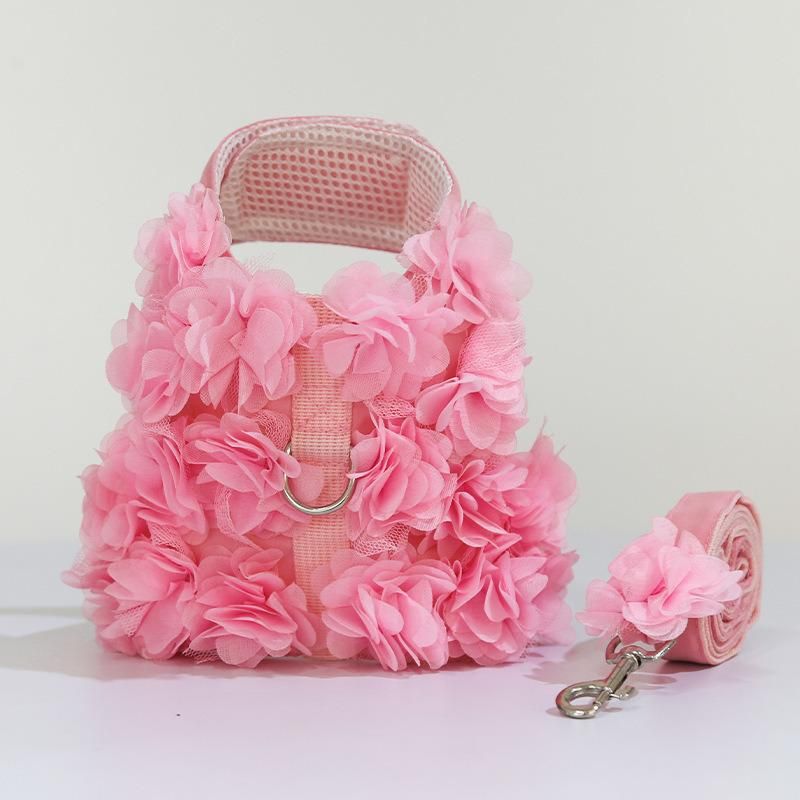 Flowers Pet Dog Harness Vest Leash Small Comfortable Mesh Harness