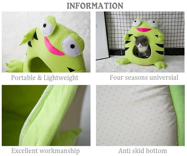 Luxury Pet Cat Dog Bed House for Cats Indoor Warm Frog Small Dog Sleep Sofa Mat Kitten Kennel Plush Beds Cute Nest Soft Supplies