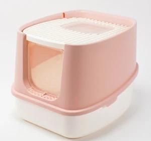 Double Door Clamshell Fully Enclosed Cat Toilet Cat Litter Box W