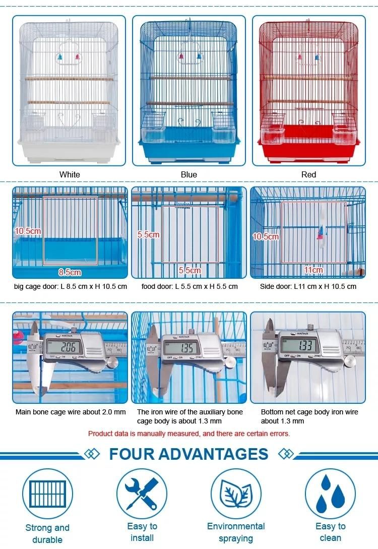 Small Square Iron Outdoor Indoor Parrot Breeding Bird Cage Pet Carrier with Handle