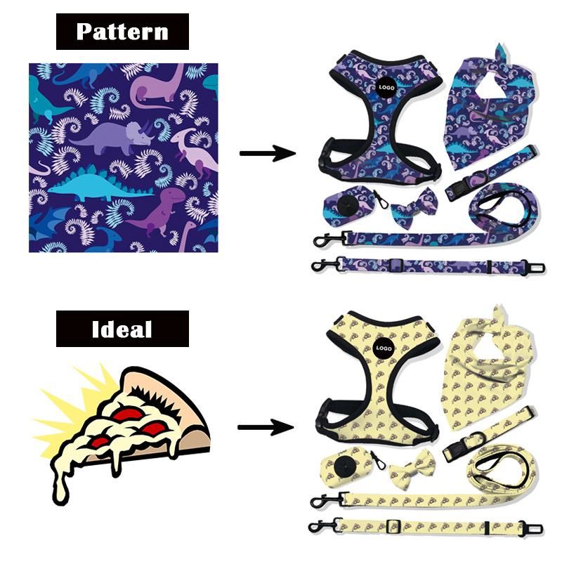 Pet Supplies Dog Leash Set Fabric Custom Dog Harness Dog Collar Leash Bandana Whole Set