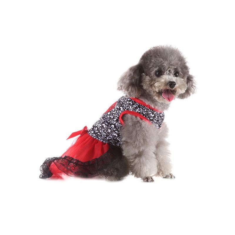 Beautiful Heart Lace Wedding Party Red Pet Dress
