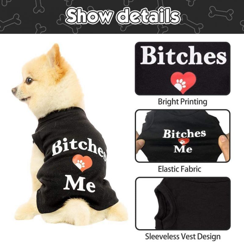 Dog T Shirts Pet Summer Vests I Love My Mom Dog Clothes with Fashion Printing 2 Pack