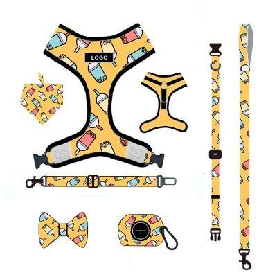 Popular Custom Design Dog Harness with Matching Collar Leash Bow Tie and Bandana Set Dog Harness Vest/Pet Harness