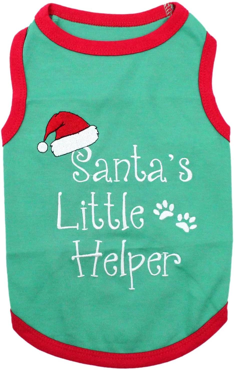 Pet Funny Christmas Holiday Dog Cat Pet Shirts Tee Tanks Santa Outfit
