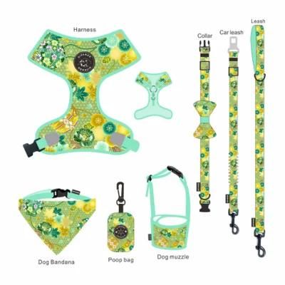 High Quality Designer Fashion Collar Leash Bow Tie Custom Luxury Dog Harness Set
