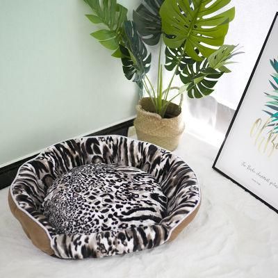 Fashion Pet Products Leopard Print Comfortable Sleep Cute Pet Four Seasons Available Kennel Pet Bed