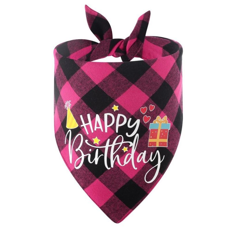 Plaid Triangle Logo Birthday Party Scarf Puppy Dog Bandana