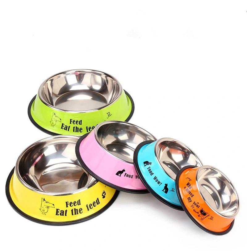 Pet Supplies Non-Slip Stainless Steel Dog Drinking Water Food Bowl