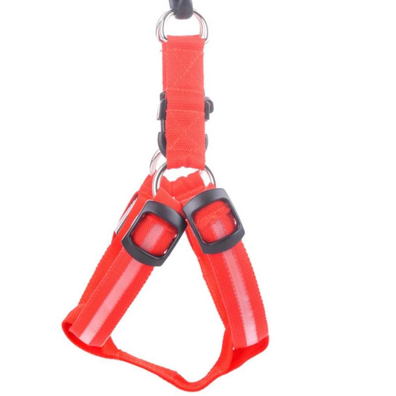 LED Flashing Dog Walking Belt Harness Strong Nylon Webbing Tether Pet Safety Collar Comfortable Strap Vest for Large Medium Dog