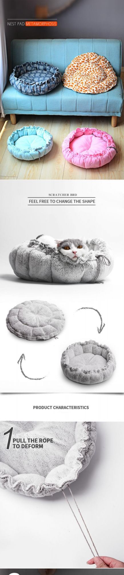Latest Promotion Price Luxury Round Drawstring Pet Sofa Mattress Cotton Printed Linen Dog Mat Bed