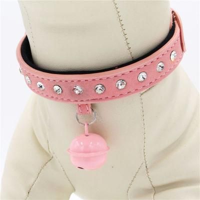 Artificial Leather Bell Dog Collar with Metal Buckle