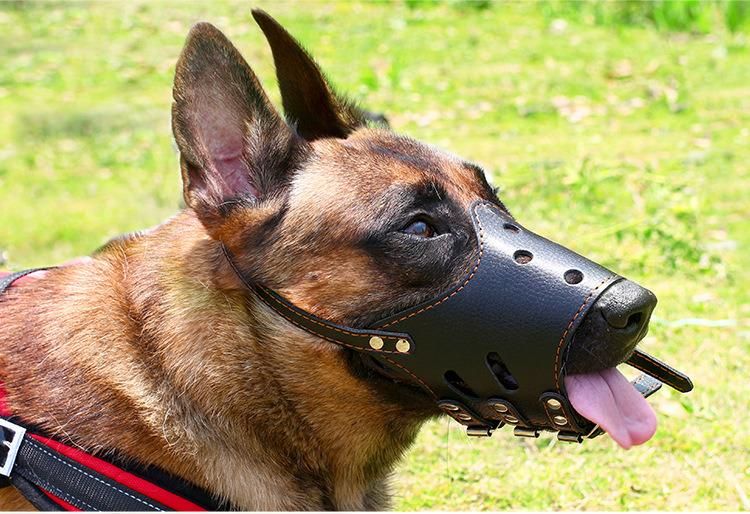 PU Leather Pet Products Adjustable Prevent Bite Pet Mask Dog Muzzle Dog Training Products