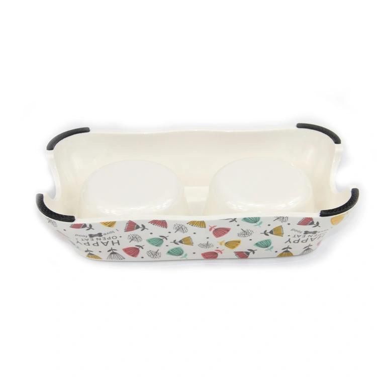 Colourful Pet Stainless Steel Double Feeding Food Bowl
