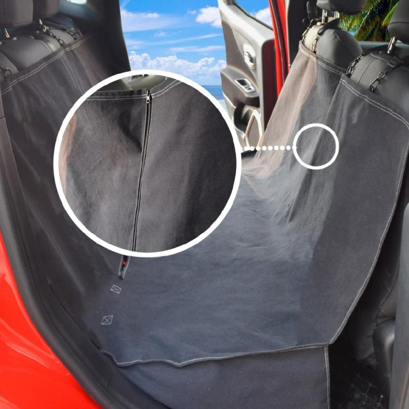 Black Detachable Canvas Car Cover Seat Backseat Pet Hammack Mat