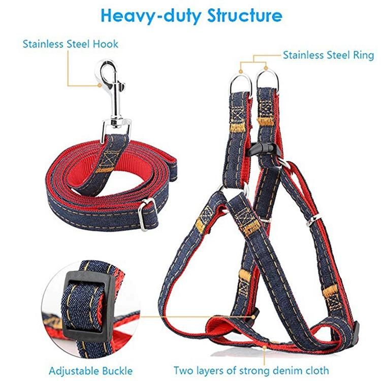 Adjustable High Quality Durable Heavy Duty Denim Dog Harness