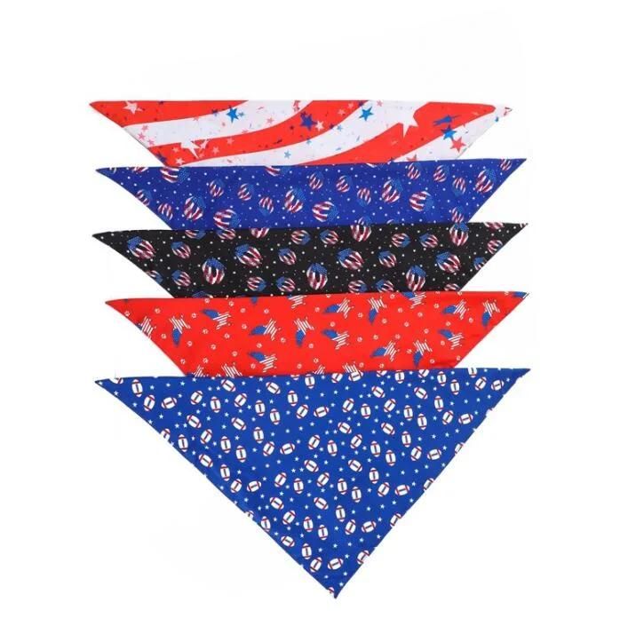 USA Flag Dog Bandanas Large American Flags Scarfs for Big Medium Small Dogs, Pets Bib