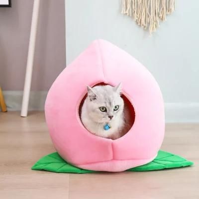 Fruit Peach Shape Warm Soft Pet Nest Bed for Small Animals Sleeping Bag for Dog Cat