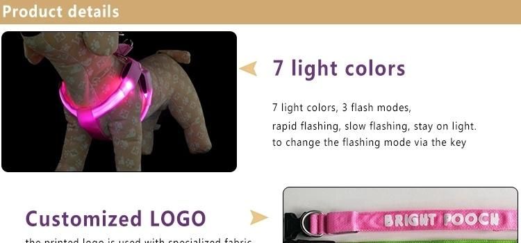 Pet Supplies Dog Accessories Rechargeable Colourful LED Light Dog Harness