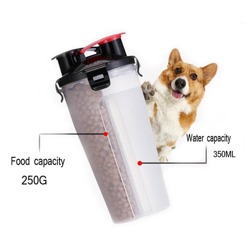 2 in 1 Pet Feeder Dog Water Bottle Folding Silicone Bowl