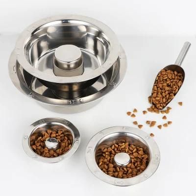 Manufacture Mold Open Pet Healthy Slow Eating Bowl Stainless Steel Pet Dog Bowl Feeder