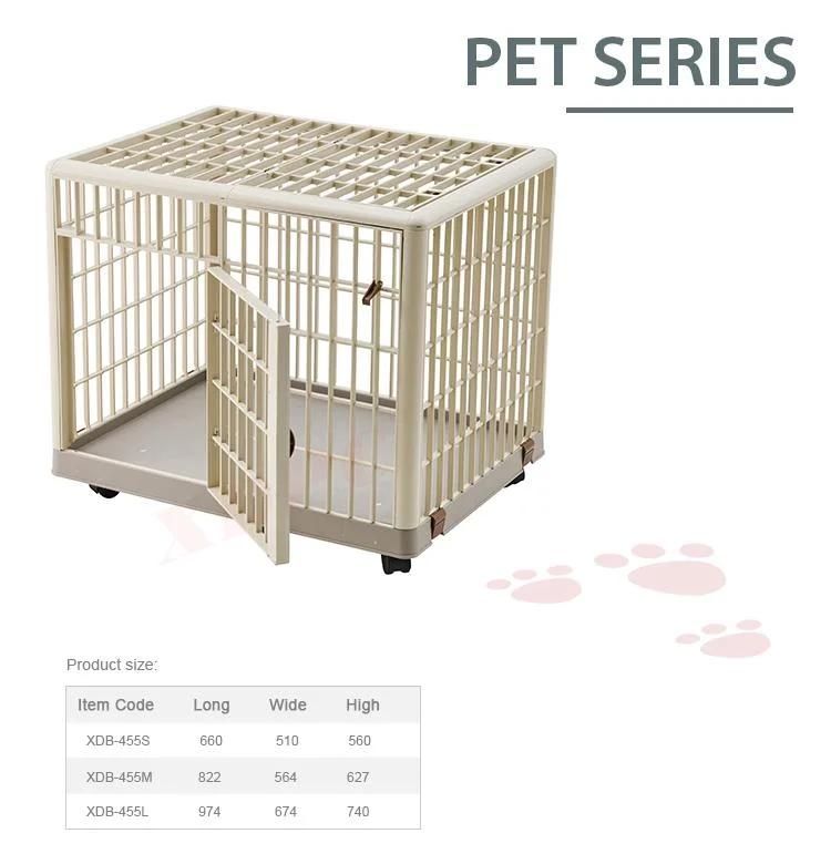 Portable Plastic Pet Cage Pet Kennel Dog Crate with Wheels