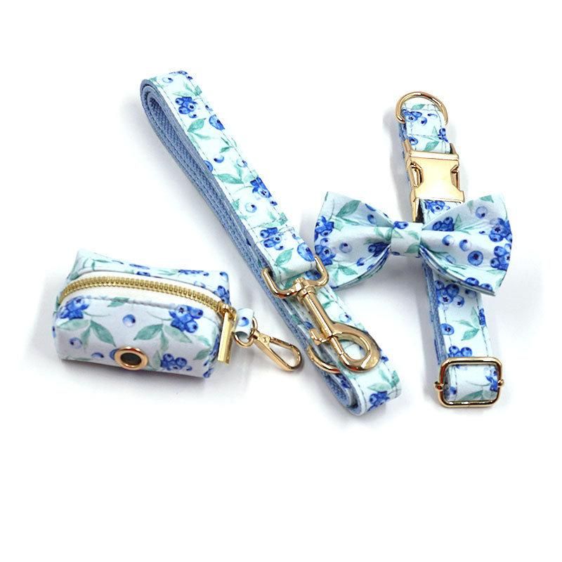 Hot Sell Custom Logo Dog Accessories Golden Buckle Quick Release Dog Collar with Bowtie