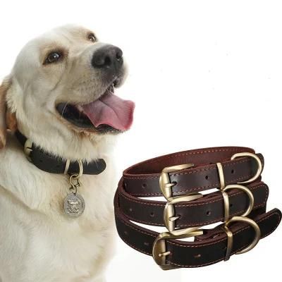 High Quality Solid Leather Belt Strap for Dog Collar Strong and Durable Pet Customized Different Size Collar (E1000)