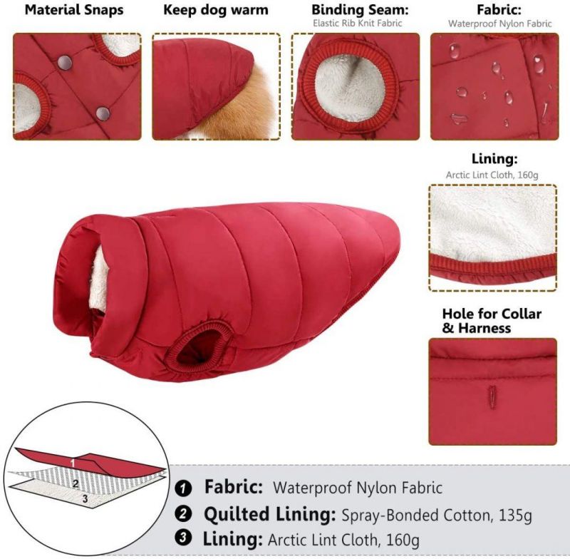Dog Vest Cold Weather Pet Apparel with 2 Layers Fleece Lined