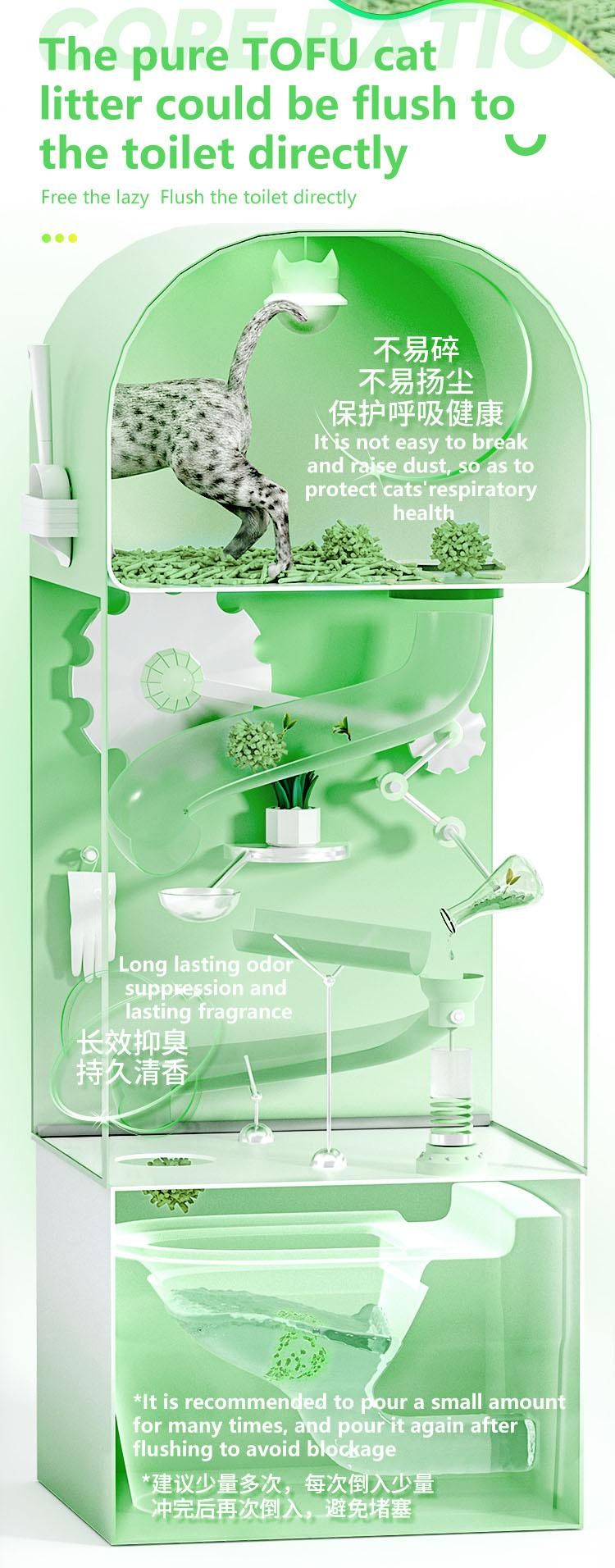 Pet Factory OEM Wholesale Cat Sand Natural Eco Green Tea Peach Green Tea Tofu Cat Litter