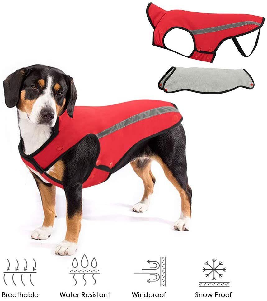 Winter Dog Coat Waterproof Windproof Warm Adjustable Pet Jacket