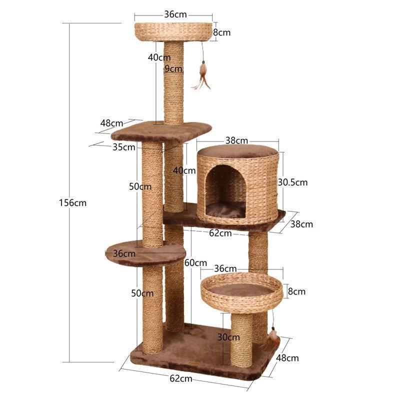 Wholesale Cat Tower with Cat Litter Cat Jumping Platform Rattan Mat Cat Scratching Board