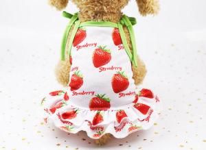 Cute Summer/Spring Couple&prime;s Puppy Dog Clothes Vest Mesh Breathable Strawberry Pet Clothes