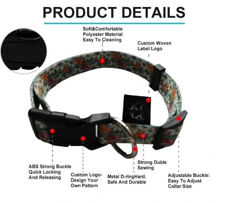 Wholesale Soft New Designer Luxury Waterproof Polyester Custom Dog Collar and Leash Set