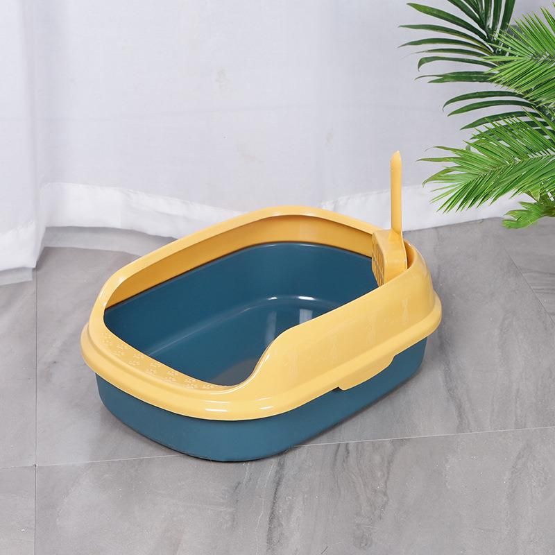 Dog Products, New Home Style PP Semi-Closed Splash-Proof Cat Litter Tray Oval with Cat Litter Shovel Small Double-Layer Cat Toilet
