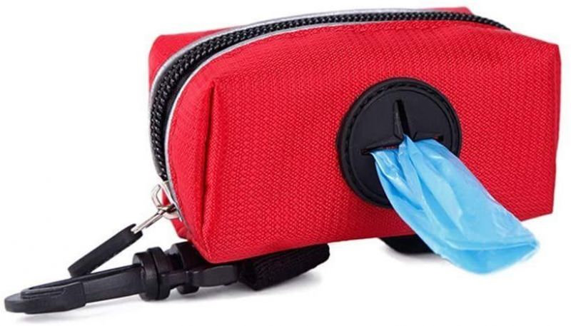 Poop Bag Dispenser Dog Poop Bag Holder Leash Attachment Includes Iron Hook with Zipper