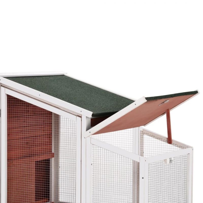 77.9 Inch Chicken Coop Wooden Small Animal Cage Hutch with Ramp and Tray