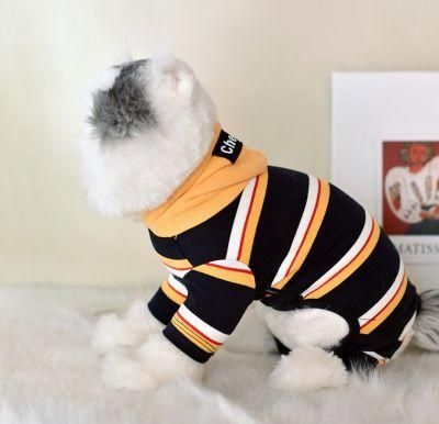 OEM Pet Accessories Colorful Stripe Print Pet Cat Clothes Soft Cotton Pet Cat Coat Hoodie Design