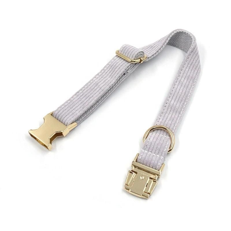 Durable Metal Buckle Dog Collar Leash Soft Corduroy Dog Collar Metal Gold Hardware Custom Logo Wholesale Bulk Buy OEM Dog Collar